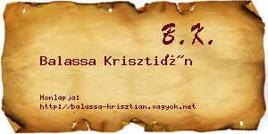 Balassa Krisztián névjegykártya